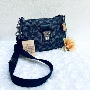Coach Poppy Denim Signature Swingpack 46905 - Indigo Blue in EUC